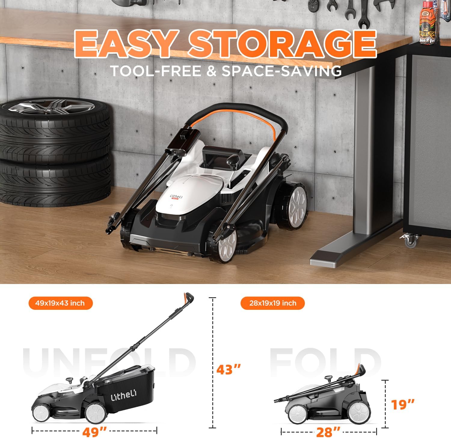Litheli 40V (2 x 20V) 16' Electric Lawn Mower Cordless, Brushless Lawnmower with 6-Height Adjust, Portable & Lightweight Push Battery Powered Lawn Mower (2 * 4.0AH Batteries Included)