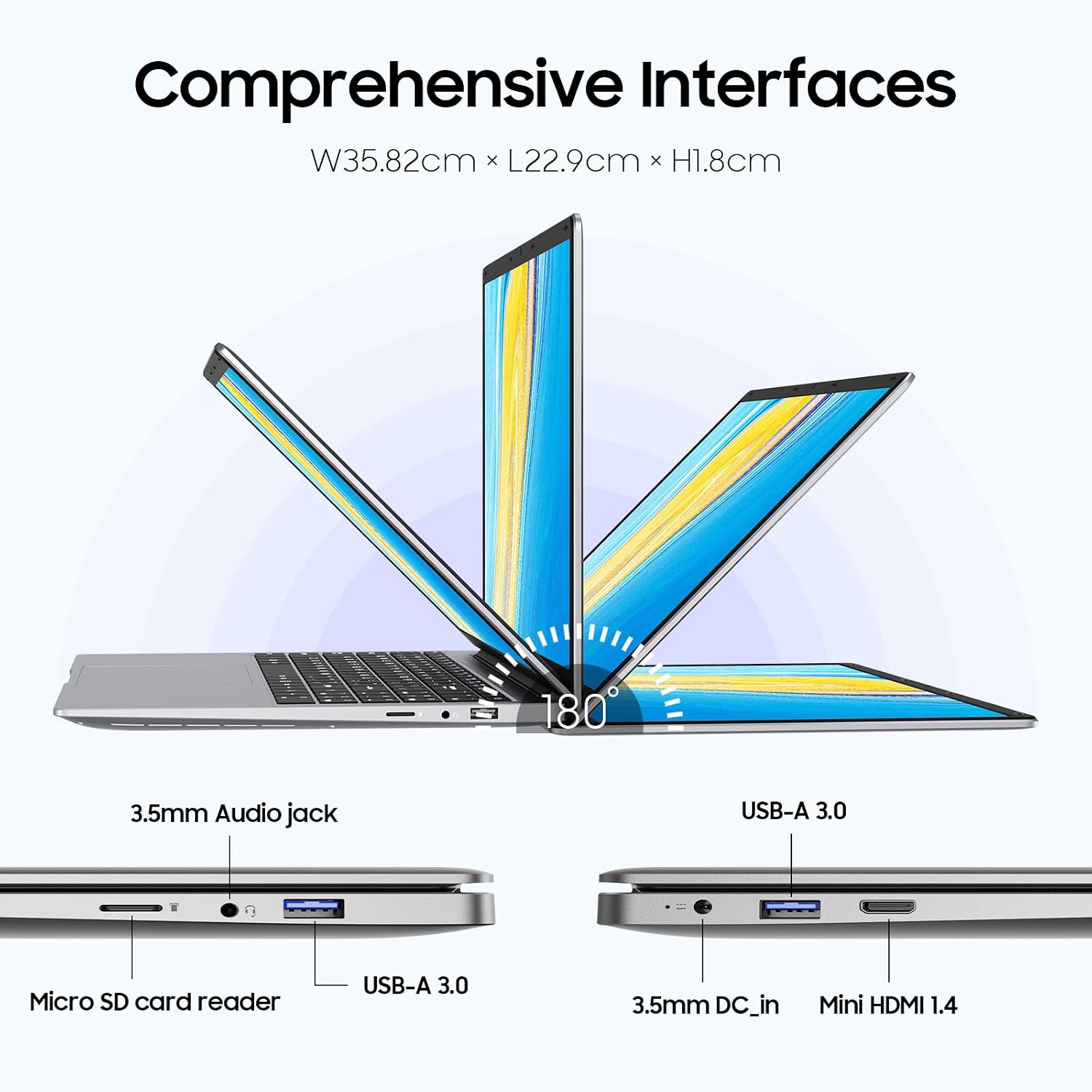 EYY 15.6' Laptop Computer, Win 11 Laptops with 8GB RAM 256GB SSD, Celeron N4000 Processor, 100% sRGB Screen, for Business, Student & Everyday Tasks, 5000mAh Battery, Dual Band WiFi