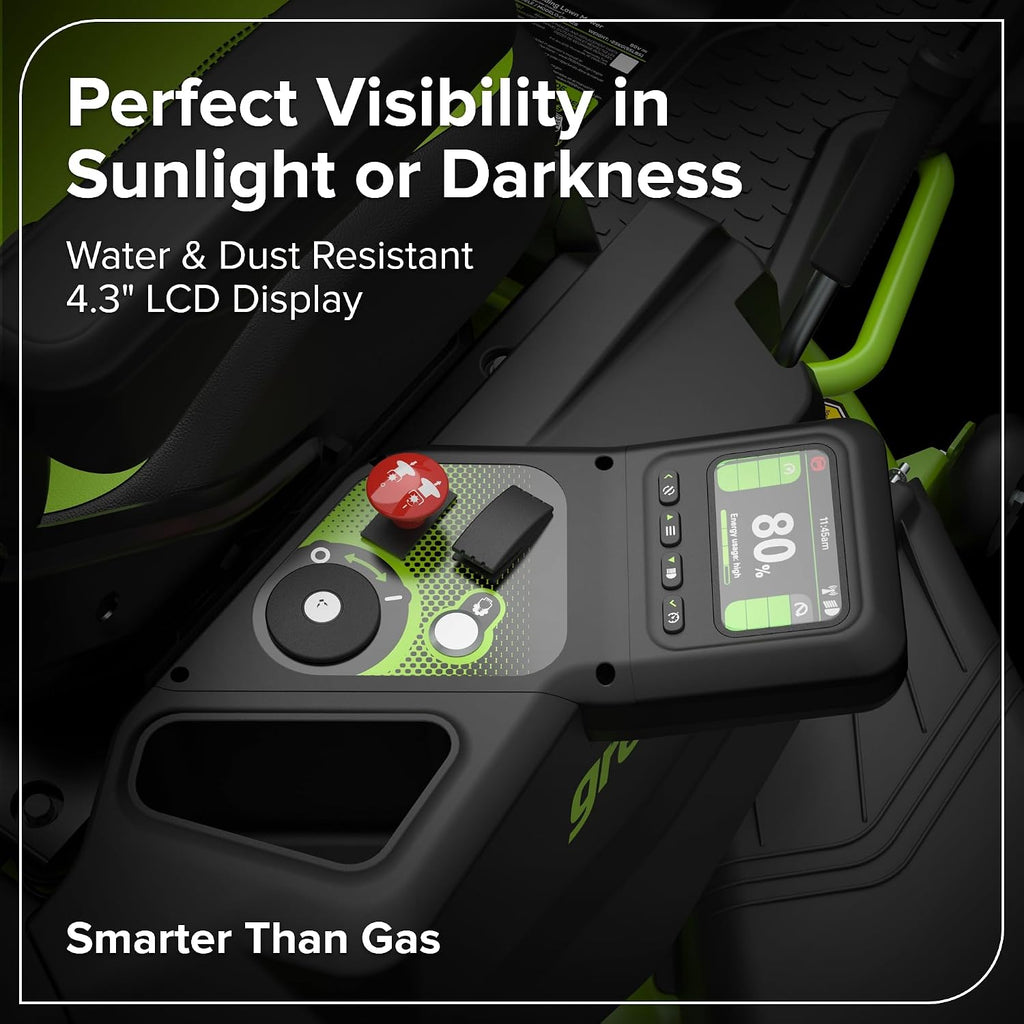 Greenworks 80V 42' CrossoverT Cordless Riding Lawn Tractor, (4) 6.0Ah Batteries and 600W Charger