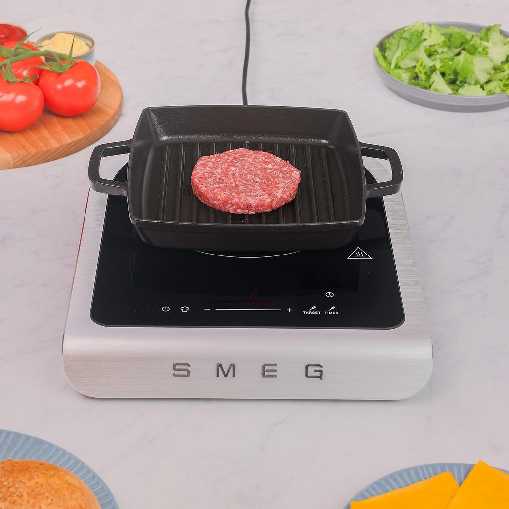 SMEG 1800W Portable Induction Cooker – Collezione Collection | Single-Burner Induction Hob with Probe, 9 Power Levels + Boost, Touch Controls — Travel/RV/Compact Kitchen-Jade