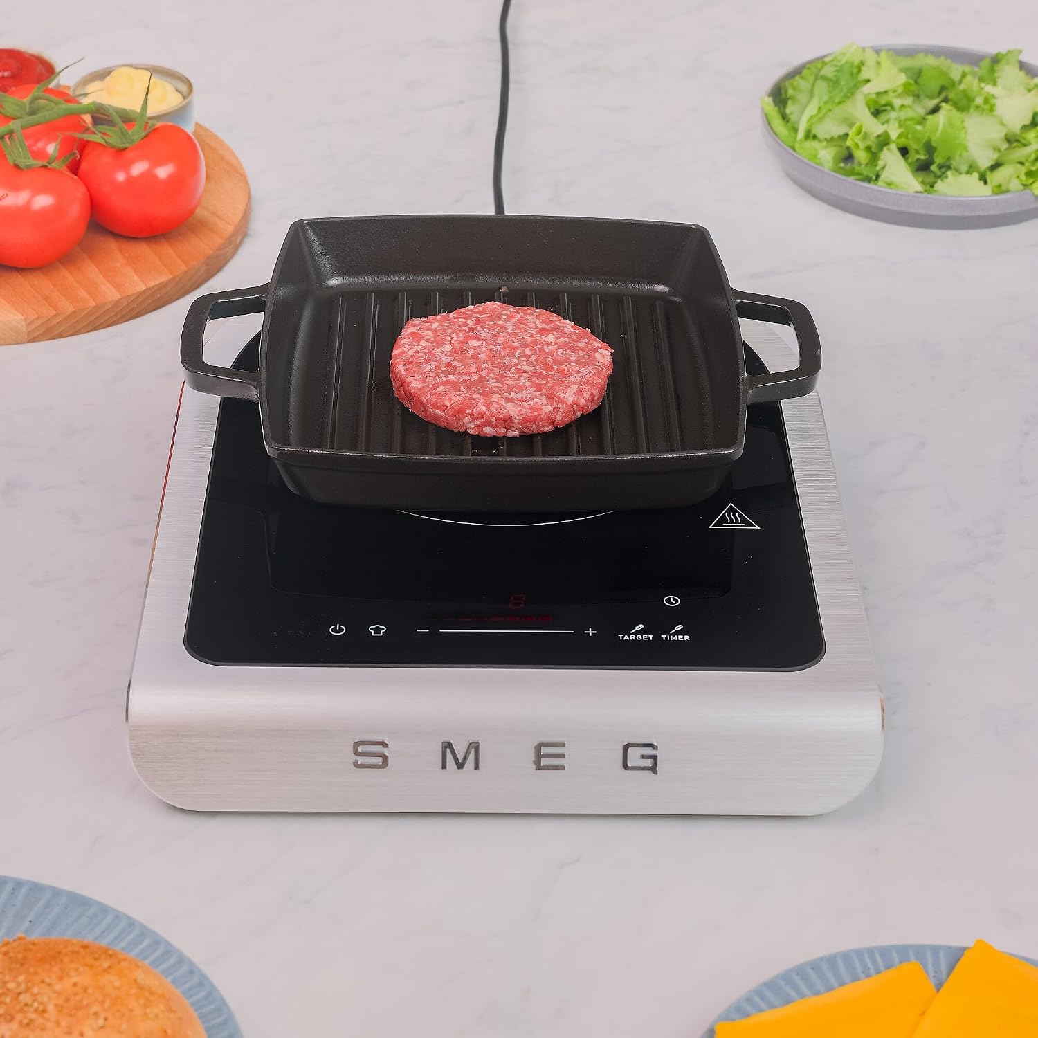 SMEG 1800W Portable Induction Cooker – Collezione Collection | Single-Burner Induction Hob with Probe, 9 Power Levels + Boost, Touch Controls — Travel/RV/Compact Kitchen-Jade