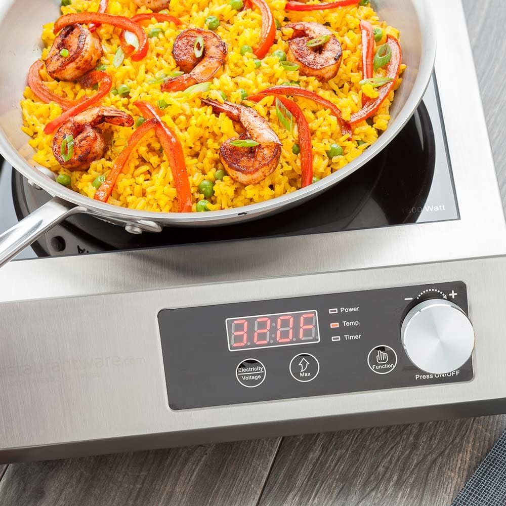 Restaurantware Professional Portable Induction Cooktop RWT0094 - 3500W (220V) Countertop Induction Cooker with Digital Temperature Display - Perfect for Restaurants and Catering Events