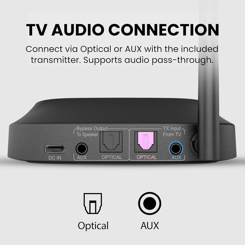 Avantree HT5009 Plus – Wireless TV Headphones for TVs with Optical (TOSLINK) or AUX Audio Output, Clear Voice and Volume Boost, Comfortable Over-Ear Fit, 60H Playtime, Charging Dock Included