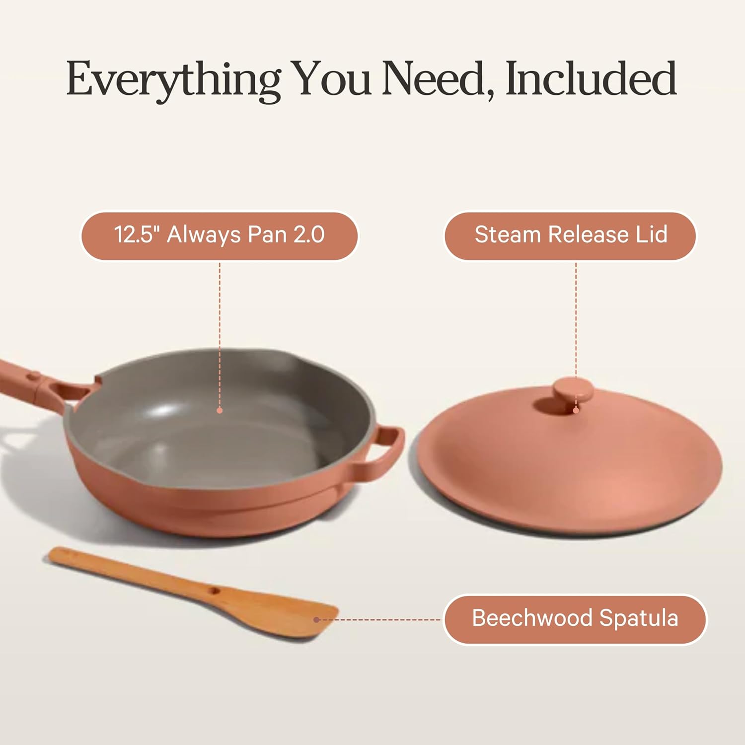 Our Place Large Always Pan | 12.5' Ceramic Pan with Modular Lid & Beechwood Spatula | Patented 10-in-1 Nonstick, Non-Toxic Cookware Made Without PFAS | Induction & Oven-Safe up to 450°F | Spice