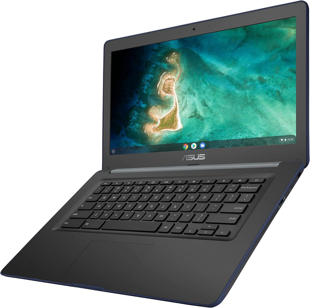 ASUS Chromebook C403 Rugged & Spill Resistant Laptop, 14.0' HD, Intel Celeron N3350 Processor, 4GB RAM, 32GB eMMC 810G Durability, Dark Blue, Chrome OS, C403NA-WS42-BL (Renewed)