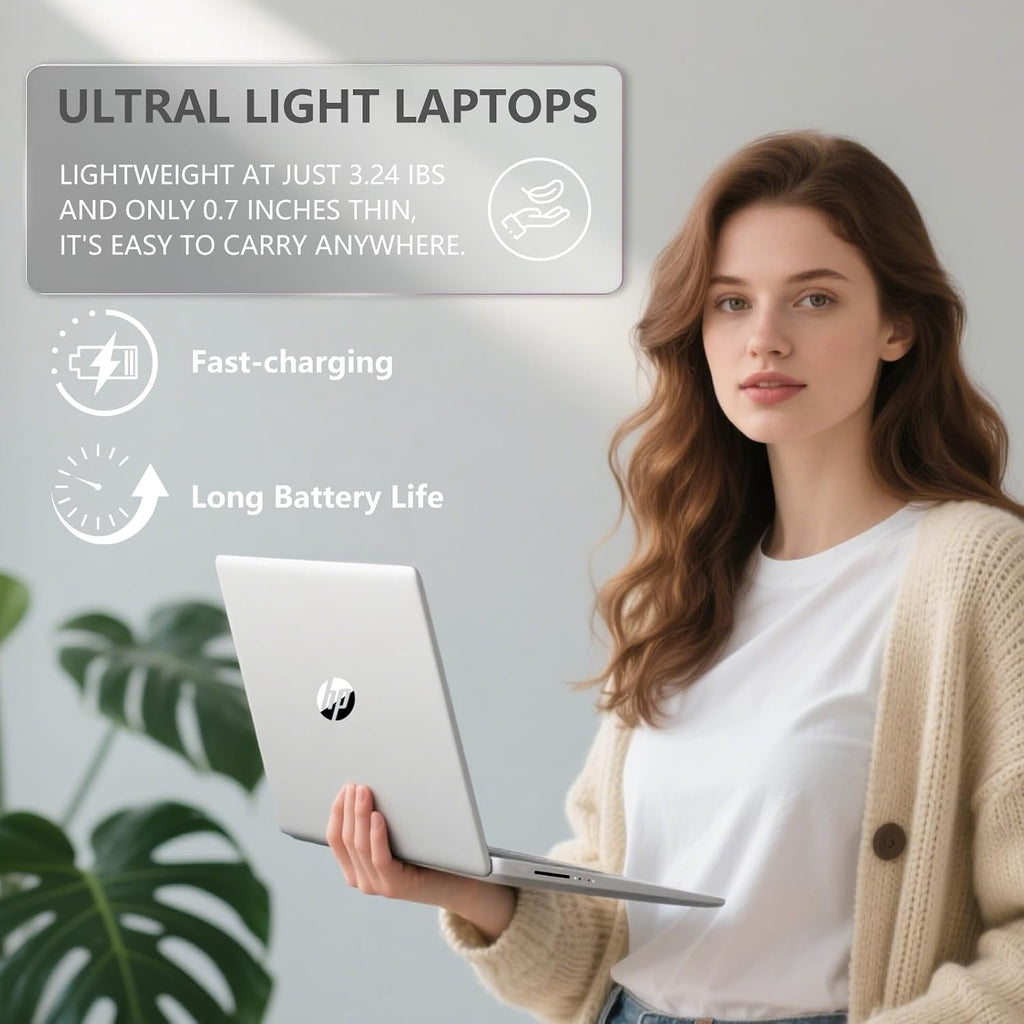 HP 14 Elite Laptop, 16GB RAM, 1.12TB Total Storage (128GB UFS+1TB Cloud), Natural Silver, Office 365, Intel 4-Core, Win11, Copilot AI, 11Hr Battery, Alpacatec Mouse