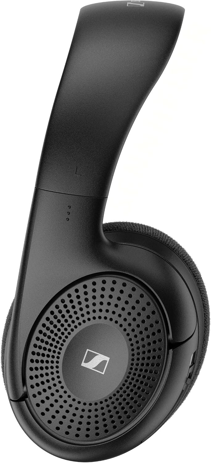 Sennheiser RS 120-W On-Ear Wireless Headphones for Crystal-clear TV Listening with 3 Sound Modes, Lightweight Design, Easy Volume Control, 60 m Range and Convenient Transmitter/Charger Combo - Black