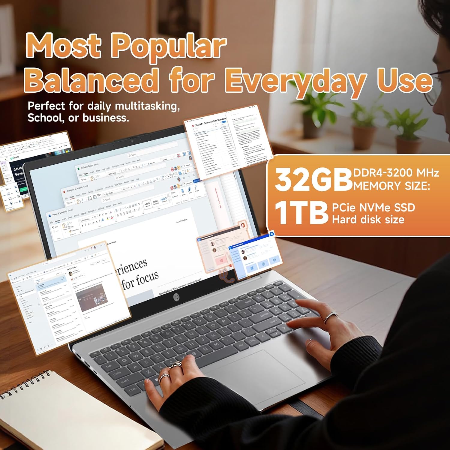 HP 15.6' Touchscreen Laptop 2026, 13th Gen Intel i3-1315U(Up to 4.5GHz), 15.6 inch Anti-Glare Display, 16GB RAM + 512GB SSD, Win 11 Pro, Wi-Fi 6, AI Copilot for Business & School, Patented KB Kit