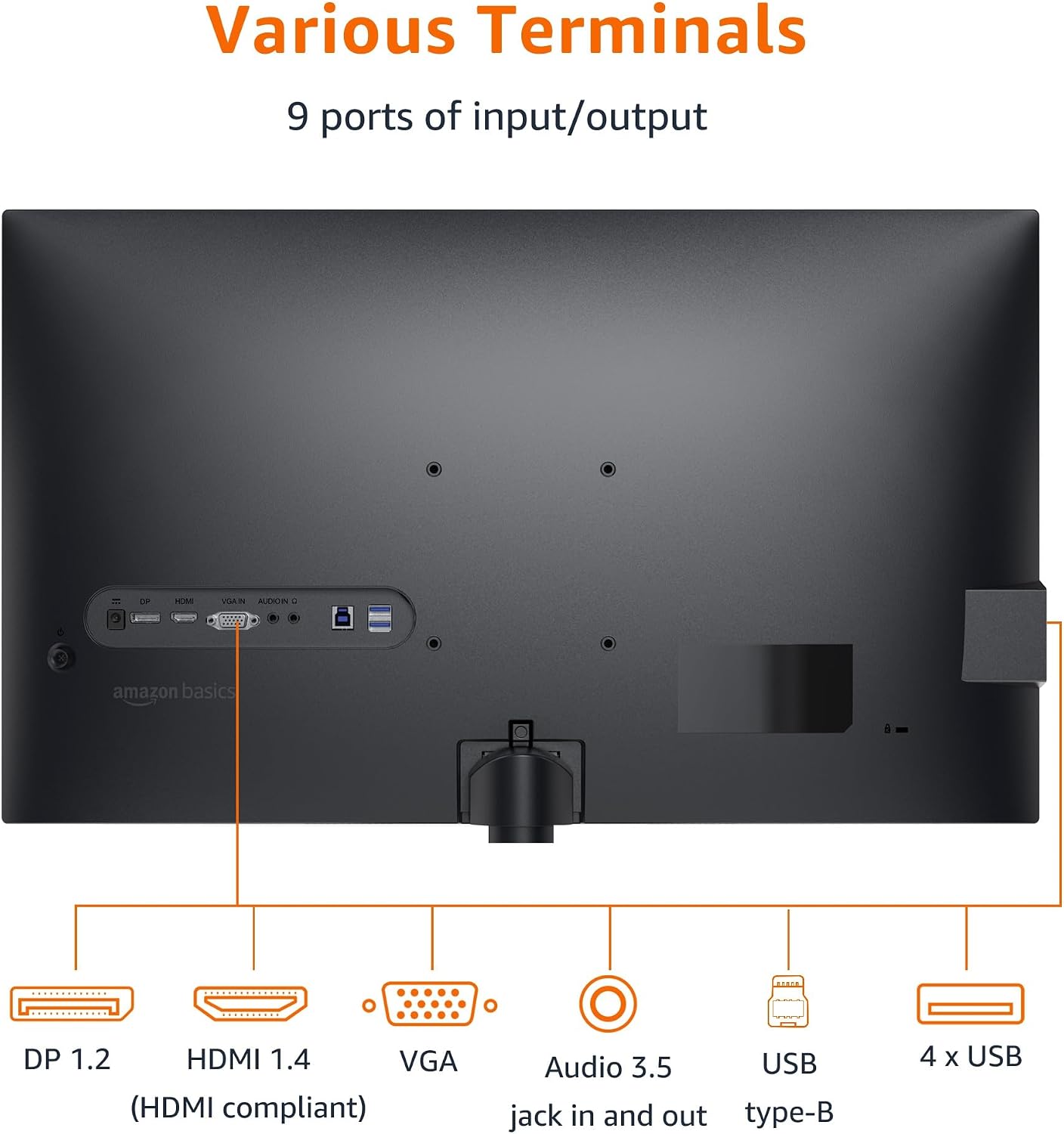 Amazon Basics 27 Inch Monitor, FHD 1080P, 100Hz, IPS, Built-in Speakers, VESA Compatible, USB Ports, Black