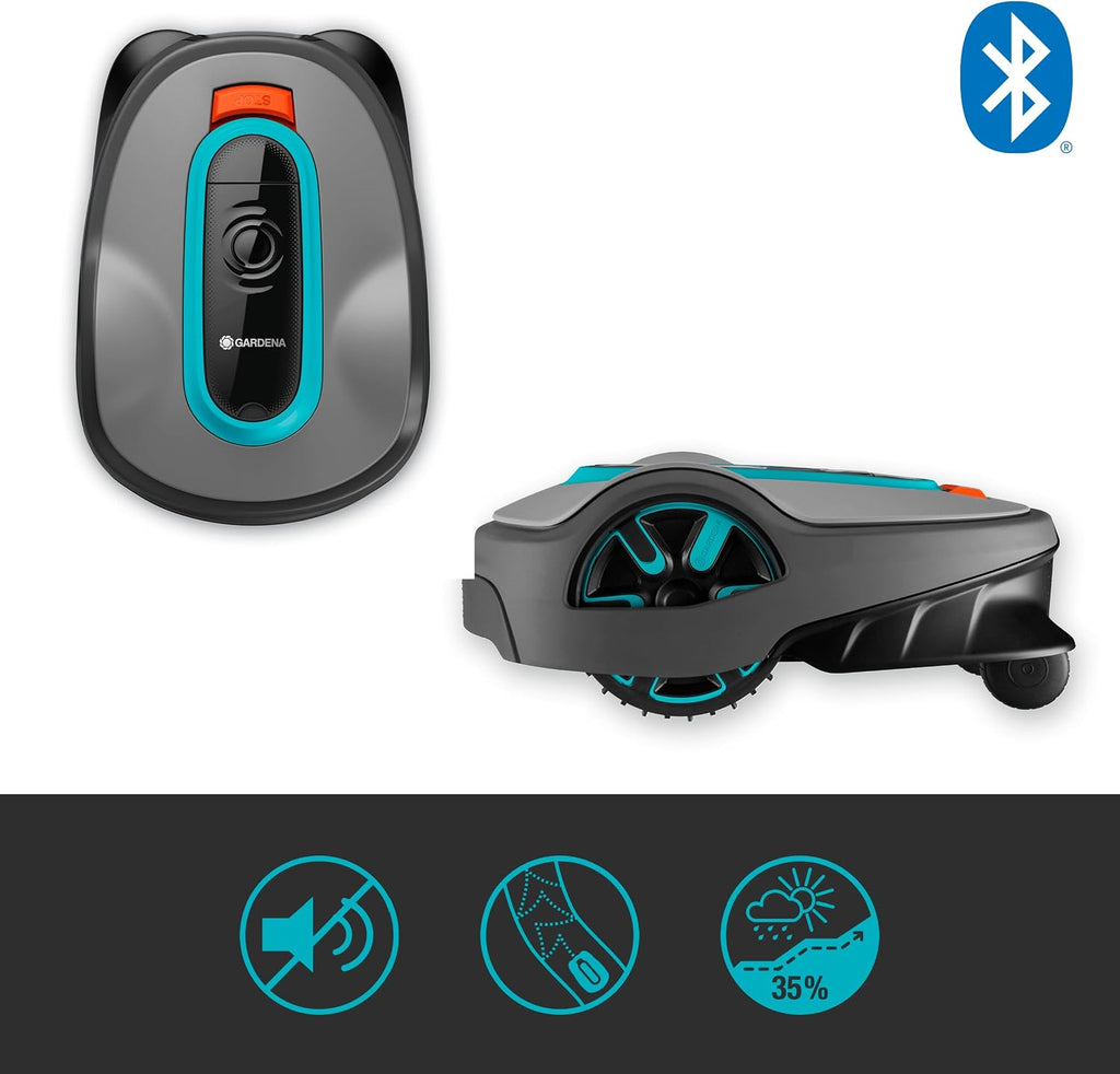 GARDENA 15101-20 SILENO Life - Automatic Robotic Lawn Mower, with Bluetooth app and Boundary Wire, one of The quietest in its Class, for lawns up to 8100 Sq Ft, Made in Europe, Grey