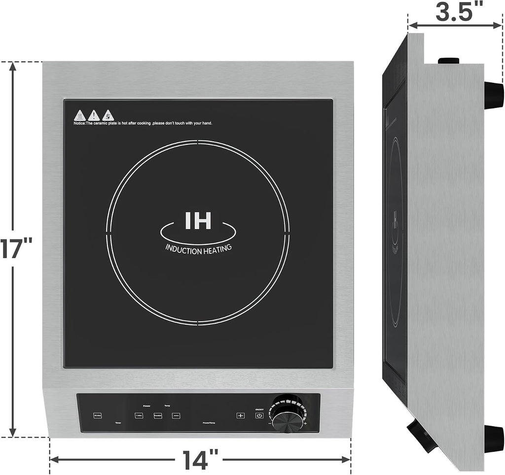 Sunvivi 1800W Portable Induction Cooktop, Commercial-Grade Electric Countertop Burner with Timer, Induction Hot Plate with LED Screen, 10 Power(100W-1800W), 14 Temp Setting(140°F-536°F),Black