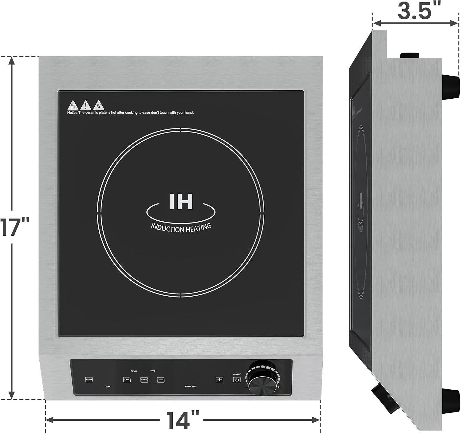 Sunvivi 1800W Portable Induction Cooktop, Commercial-Grade Electric Countertop Burner with Timer, Induction Hot Plate with LED Screen, 10 Power(100W-1800W), 14 Temp Setting(140°F-536°F),Black