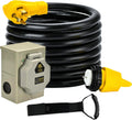 50 Amp 40FT 6/3+8/1 Gauge Generator Cord and Power Inlet Box Combo Kit NEMA 14-50P Male to SS2-50R Twist Locking with Inlet Box for Generator and RV Camper to House ETL Listed