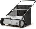 Dapper Supply 26-Inch Push Lawn Sweeper, Grass, Lawn and Leaf Cleanup Collector with Large 7 cu. ft. Hopper Bag, and Dual Spinning Brushes, Grey