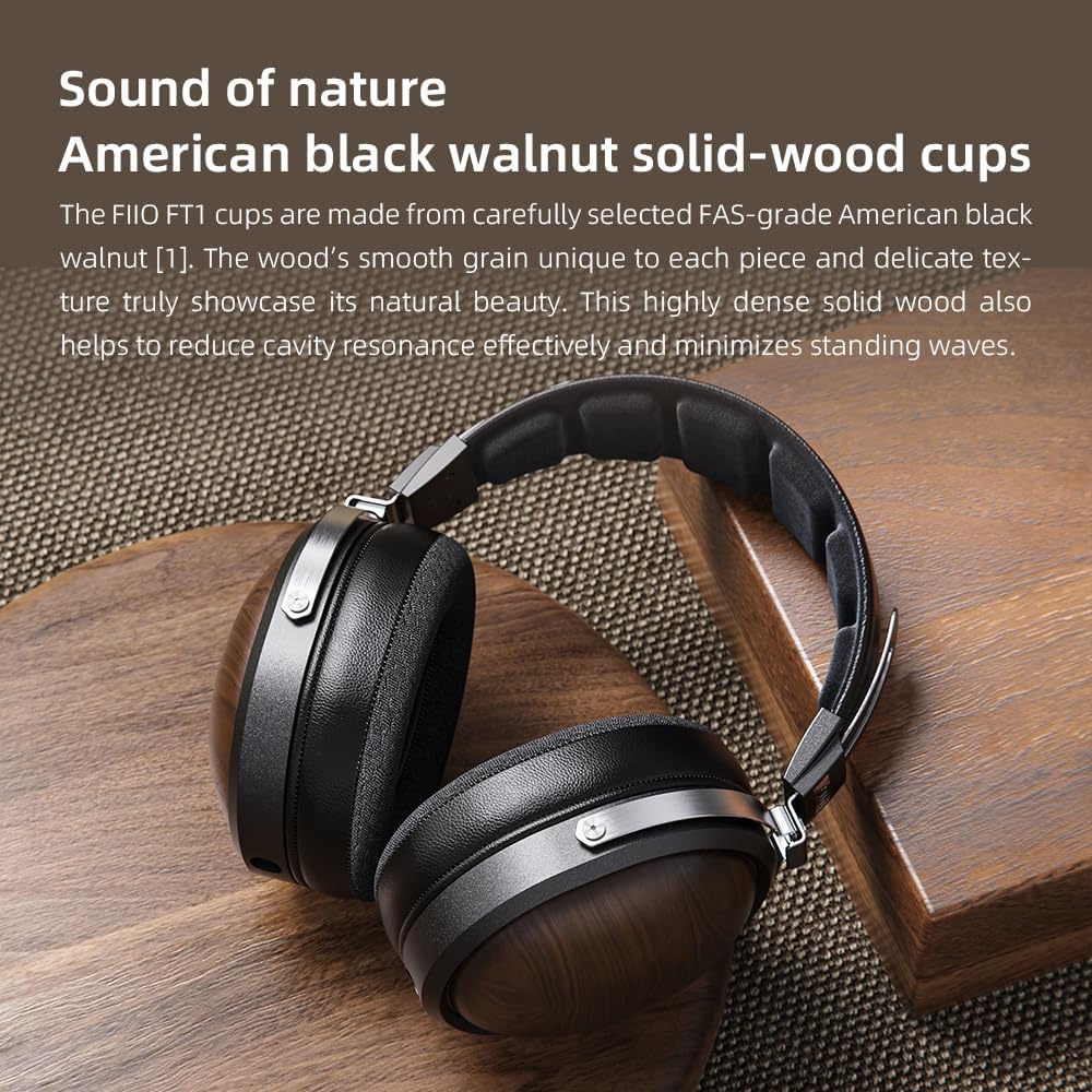 FiiO FT1 32Ω Large Dynamic Driver Headphones with Solid Wood Cups
