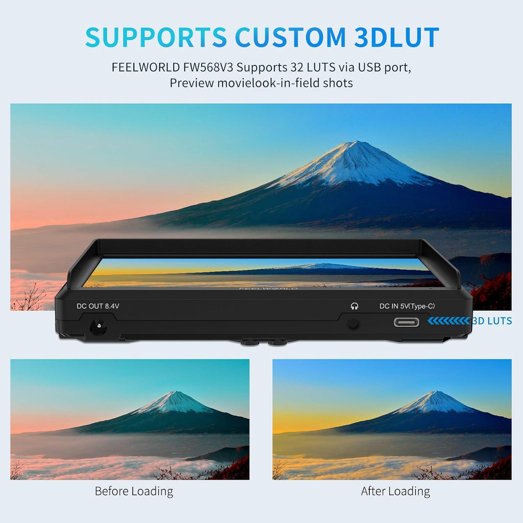 FEELWORLD FW568 6 inch FHD 450nit DSLR Camera Field Monitor with Waveform LUTs Video Peaking Focus Assist 1920x1080 IPS 4K HDMI Professional Video Accessories
