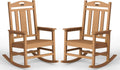 Ciokea Oversized Outdoor Rocking Chairs Set of 2, 380lbs Heavy-Duty Large Patio Rocker, High Back Cozy Porch Chairs, Weather Resistant Patio Rocking Chairs for Outside, Fire Pit, Deck, Teak