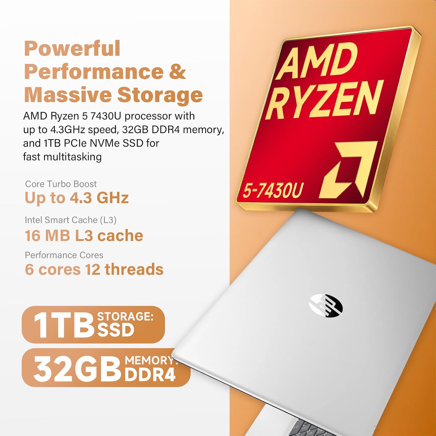 HP Flagship 17 Touchscreen Laptop Computer - 17.3' Anti-Glare HD+ Display, Windows 11 Pro, Copilot, AMD Ryzen 5 7430U (up to 4.3GHz), Backlit Keyboard, Wi-Fi 6, Fast Charge | 32GB RAM + 1TB SSD