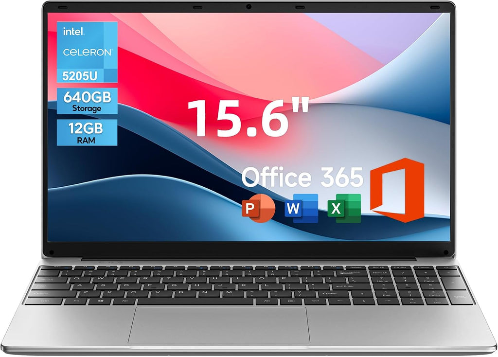 jumper 15.6' Windows 11 Laptop, 5205U Processor 1.9GHz, 12GB RAM 640GB Storage, 1 Year Office 365, HDMI, WiFi 5, USB 3.0 Type-C, Full HD Display Laptop with Numeric Keyboard for Business Student