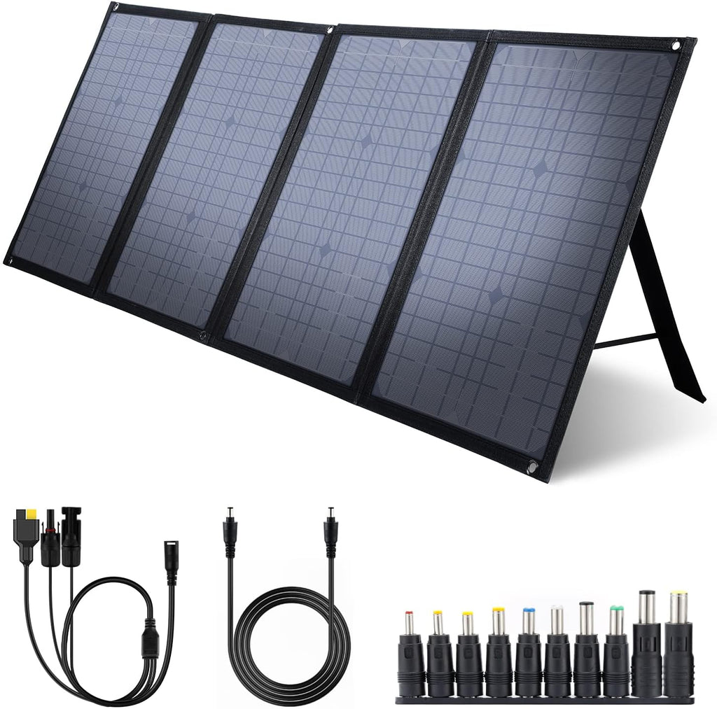 iClever 100W Foldable Solar Panel Charger for Jackery/EF ECOFLOW/ROCKPALS Portable Power Station Generator, Quick Charge 3.0, 45W Type-C Power Delivery for Outdoor Camping Phone Hiking Emergency