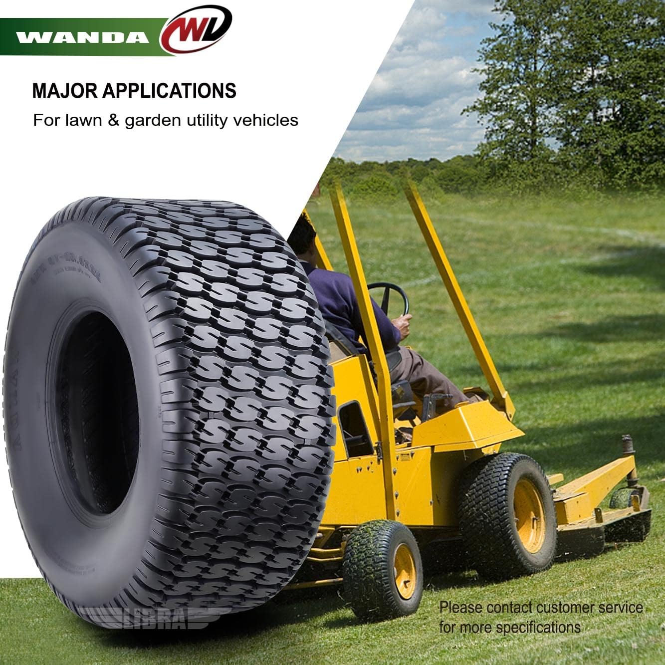 WANDA 22X9.5-10 Lawn Mower Tractor Cart Turf Tires 4 Ply 22x9.5x10 -Set 2-13217