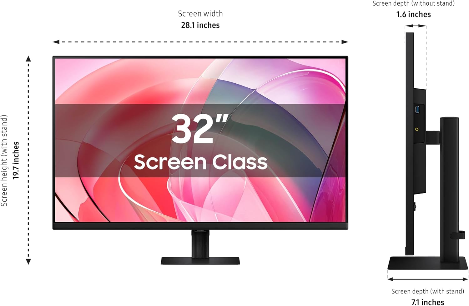 Samsung 32' ViewFinity S7 (S70D) 4K UHD IPS HDR10 High Resolution Monitor with Speakers, DP Port, TUV-Certified, 2025, LS32D708EBNXGO