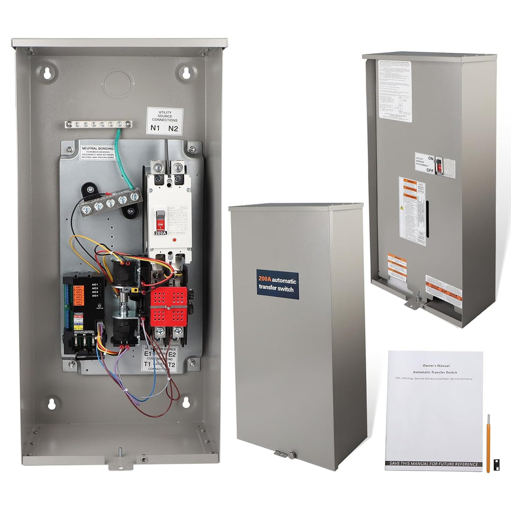 200 Amp Automatic Transfer Switch w/Power Management 120/240V Replacement for Generac RXSW200A3 for Indoor and Outdoor Use,Single Phase Transfer Switch NEMA 3R Aluminum Enclosure