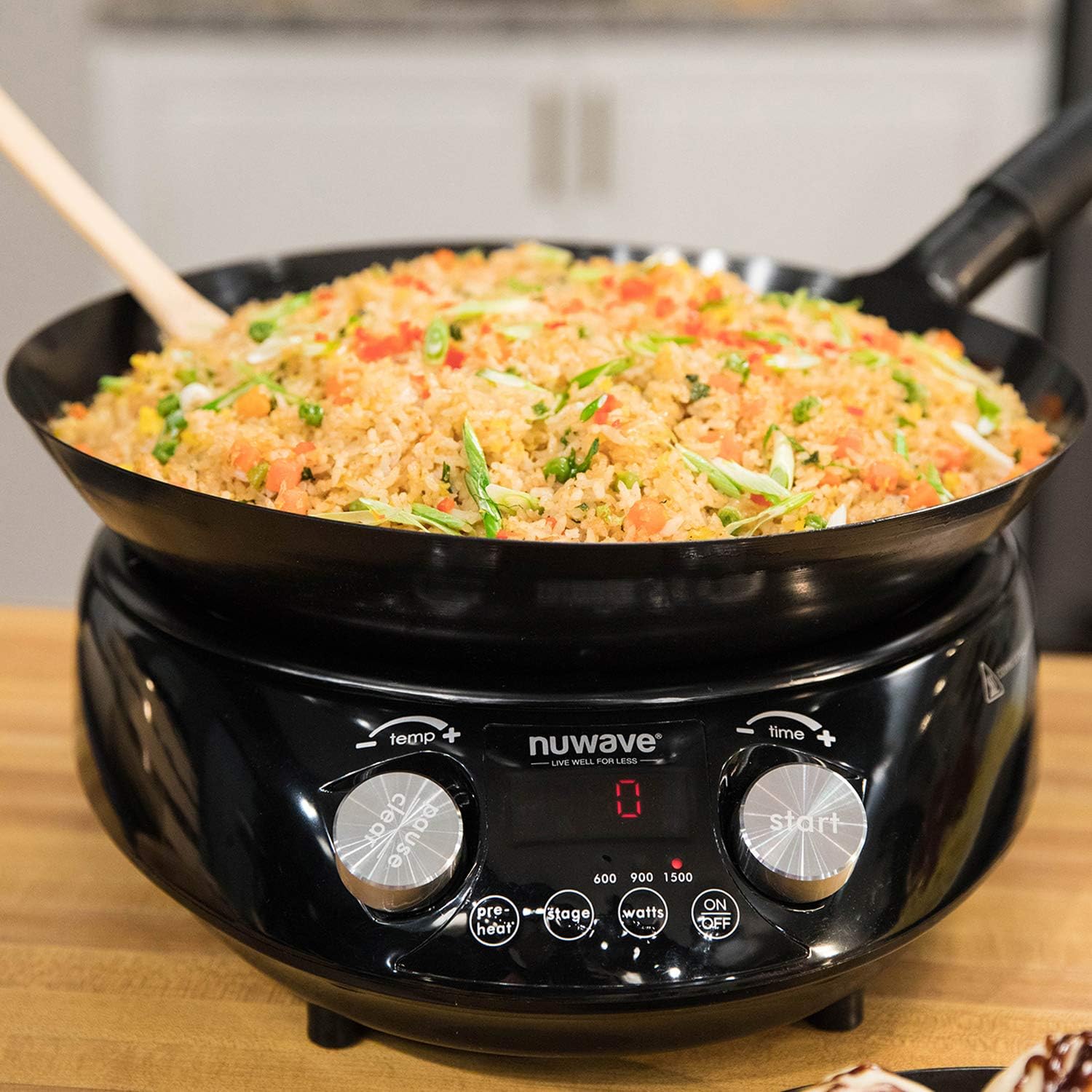 Nuwave Pro Chef Induction Cooktop, Commercial-Grade, Portable, Powerful 1800W, Large 8' Heating Coil & Mosaic Induction Wok, Precise Temp Controls from 100°F to 575°F in 5°F
