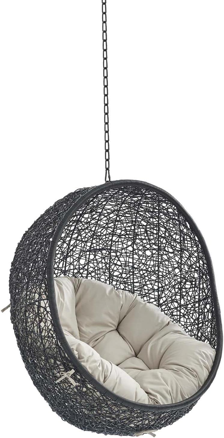 Modway EEI-3636-BLK-BEI Encase Swing Outdoor Patio Lounge Chair Without Stand, Black Beige, 43.5 x 40 x 125.5
