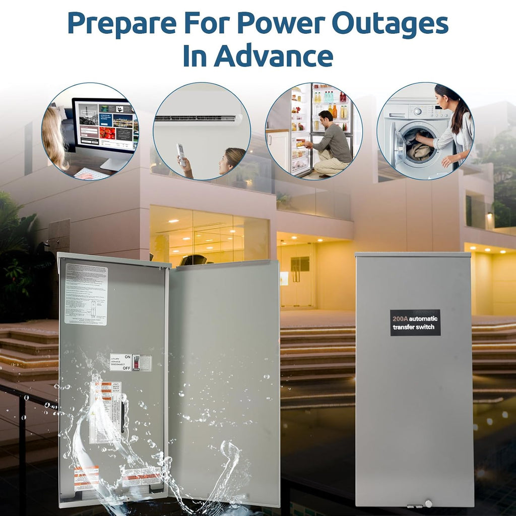 RXSW200A3 200 Amp Automatic Transfer Switch w/Power Management Replacement for Generac, Service Entrance Rated, NEMA 3R Aluminum Enclosure