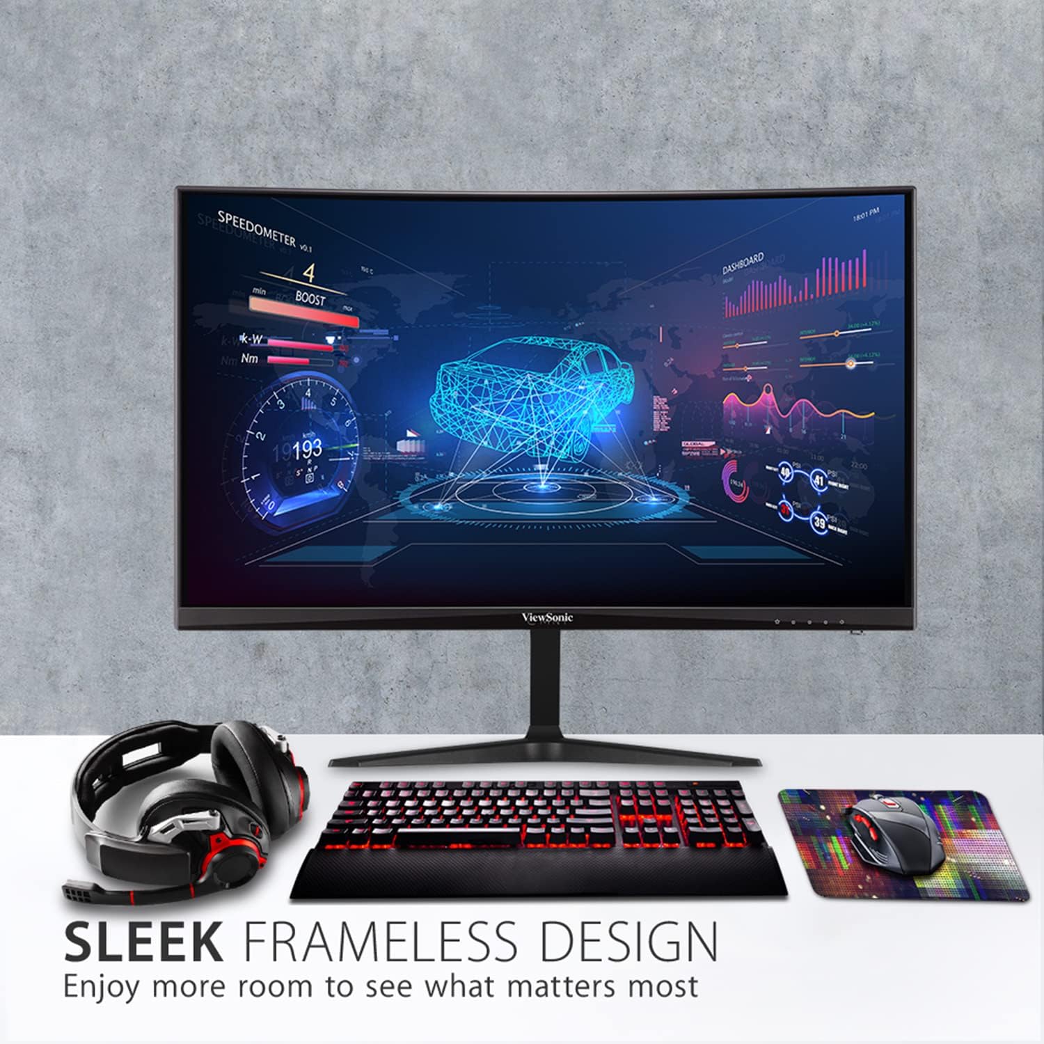 ViewSonic VX2418C 24 Inch 1080p Curved Gaming Monitor, 180Hz and 1ms for Smooth Gameplay, FreeSync Premium and Eye Care Technology for Comfortable Viewing, HDMI, and DisplayPort Inputs
