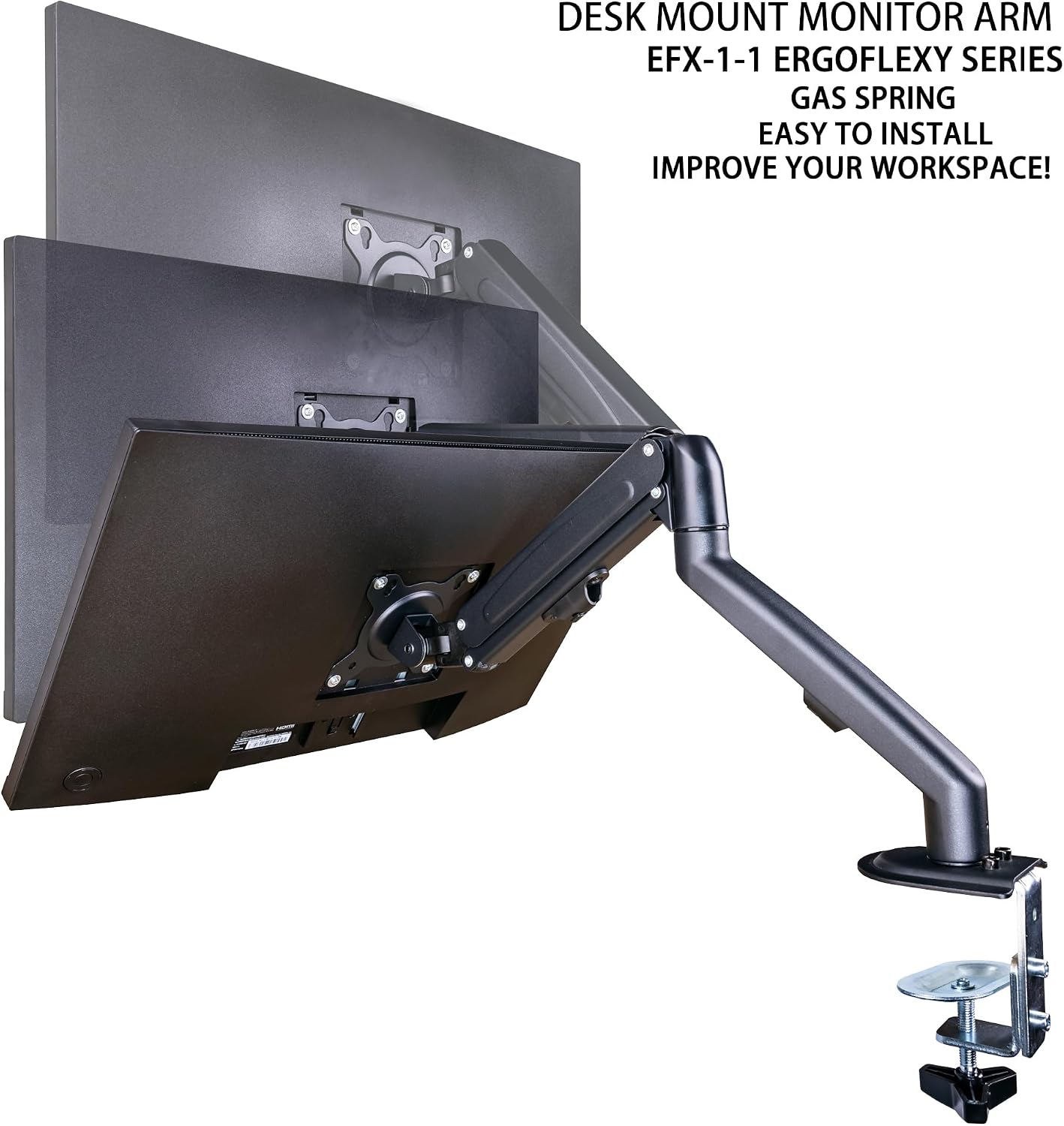 Lenovo ThinkVision 24' FHD IPS Monitor w/ 4ms Response Time, 100 Hz Refresh Rate, VESA Mount (100mm), Flicker Free, HDMI, Black w/DKZ Hub & ErgoFlexy Single Mount Arm