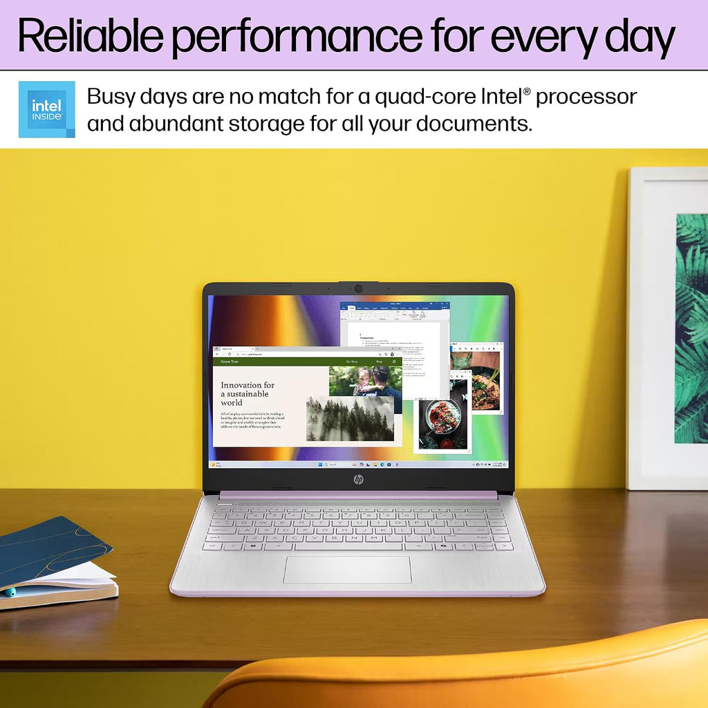 HP Ultrabook 14 Laptop Computer Business Study & Home 2025, Lifetime MS Office + Windows 11 Pro, Quad-Core Intel CPU, 16GB RAM & 628GB Storage (128GB UFS+500GB Ext), WiFi 6, HubxcelAccessory, Lavender