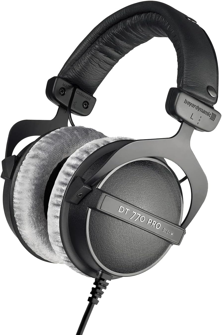 beyerdynamic DT 770 PRO 80 Ohm Over-Ear Studio Headphones in Gray. Enclosed Design, Wired for Professional Recording and Monitoring