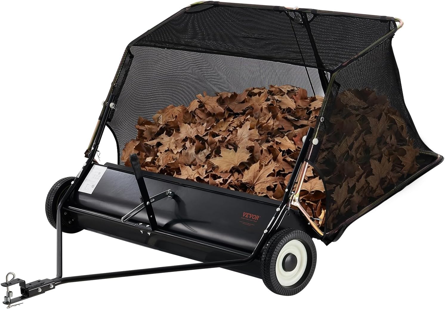 VEVOR 52 in Tow Behind Lawn Sweeper, 26 cu.ft. Large Yard Sweeper, Adjustable Sweeping Height, Heavy Duty Leaf & Grass Collector with Dumping Rope, Pull Behind Sweepers for Debris Grass Clippings
