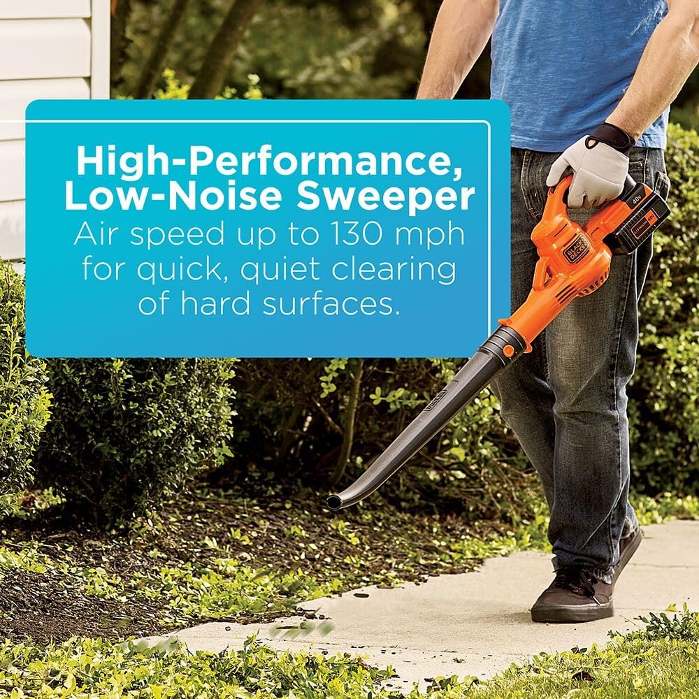BLACK+DECKER 40V Max Cordless Sweeper & String Trimmer, Battery & Charger Included (LCC340C)