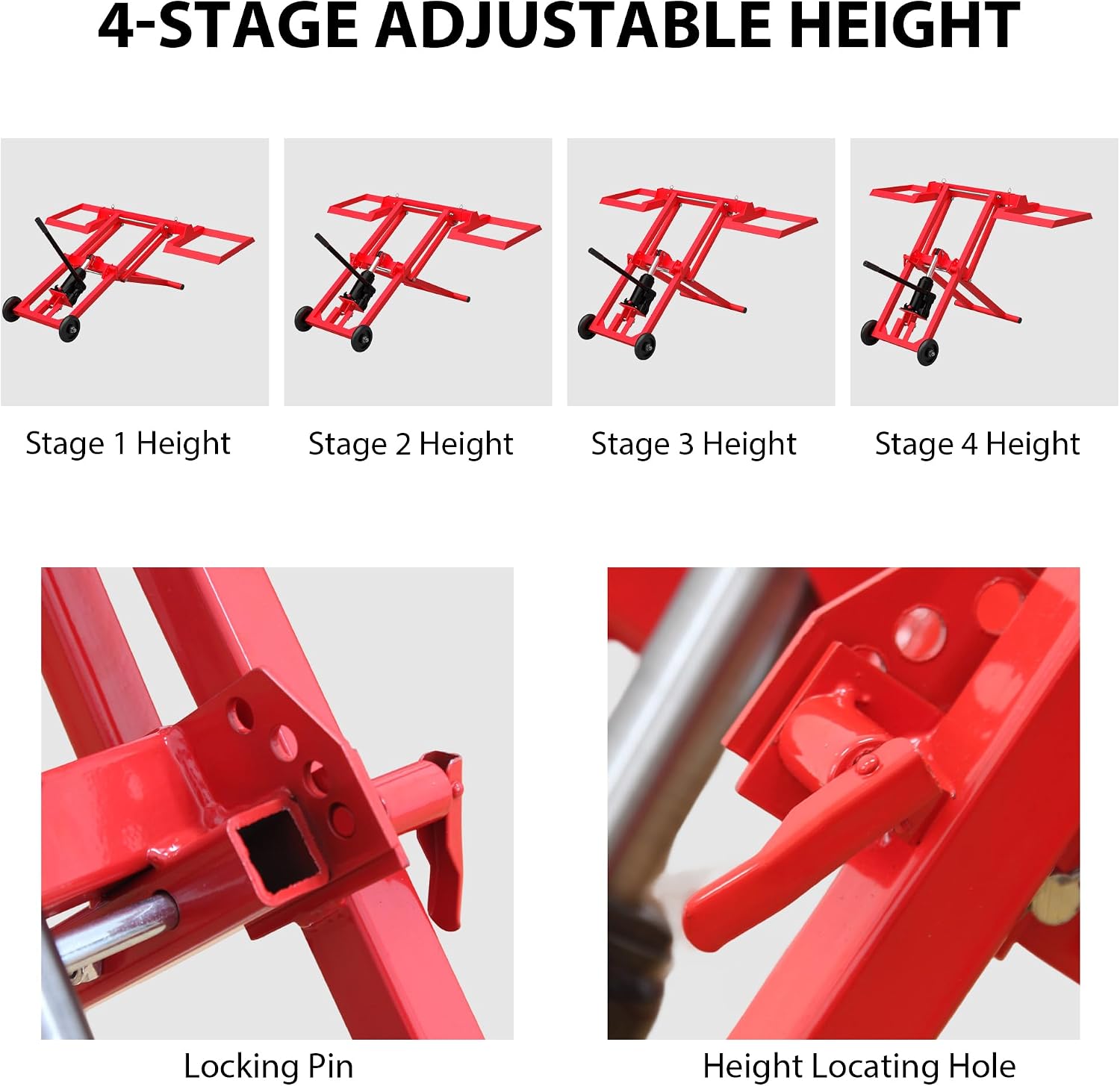Riding Mower Lift,500 lbs Capacity Lawn Mower Lift Jack with Hydraulic Jack,Foldable Design for Zero Turn Mower Lift and Garden Tractors, Red