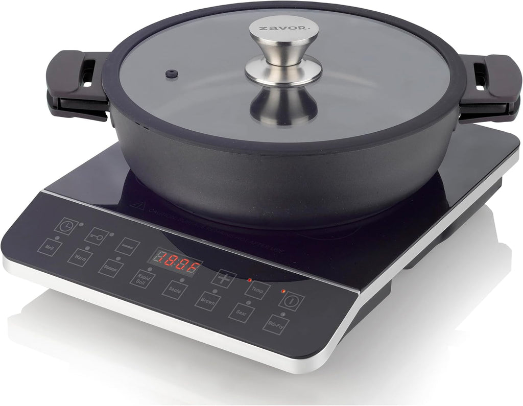 Zavor Onyx Induction Cooktop, Electric Burner with 8 Quick Launch Buttons, Energy-Efficient Burners for Cooking up to 50% Faster, Cool Touch Surface, Safety Lock, Slanted Panel, 180 Minutes Timer
