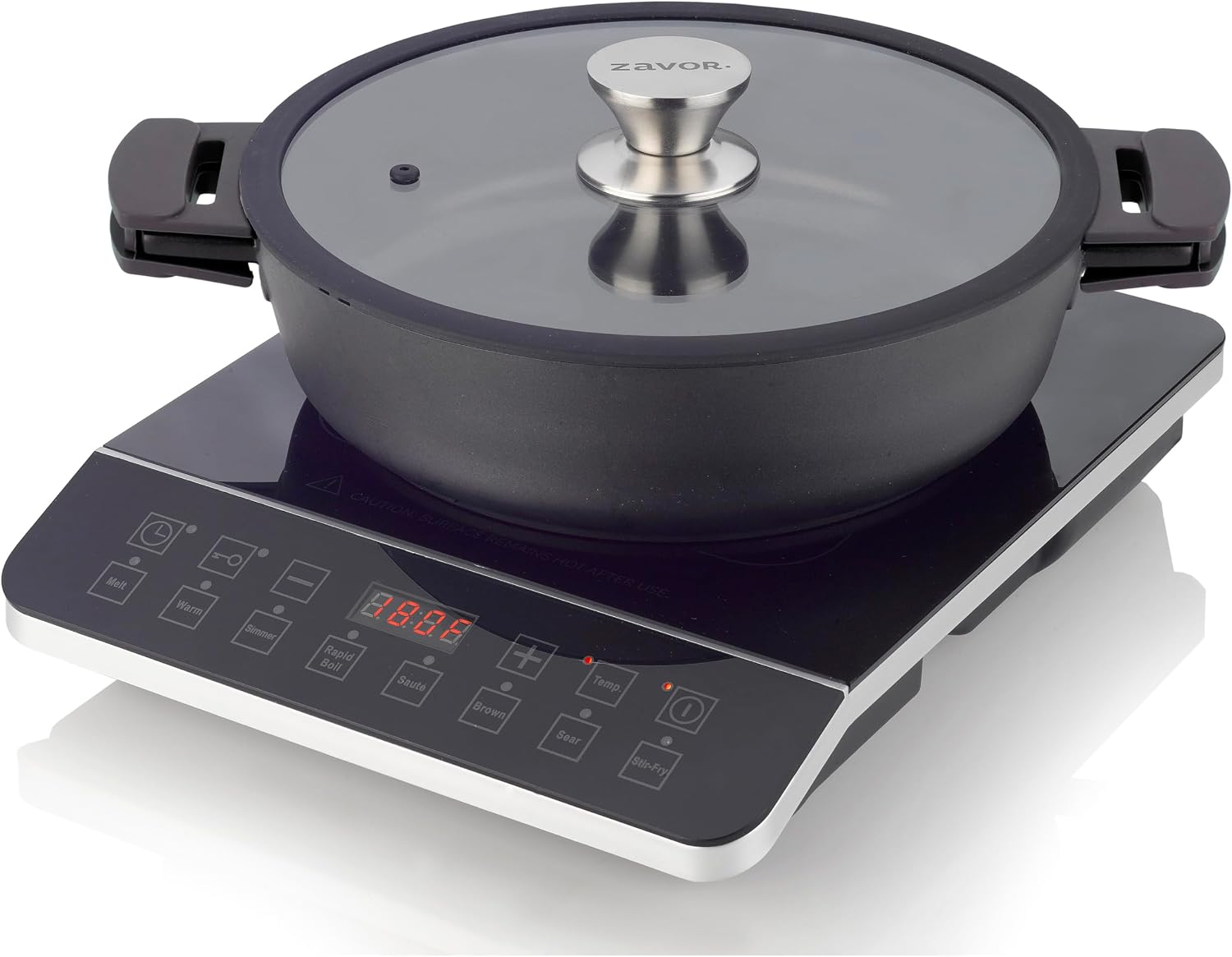 Zavor Onyx Induction Cooktop, Electric Burner with 8 Quick Launch Buttons, Energy-Efficient Burners for Cooking up to 50% Faster, Cool Touch Surface, Safety Lock, Slanted Panel, 180 Minutes Timer