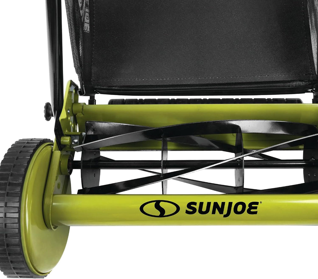 Sun Joe MJ502M Reel Mower w/ 8.5-Gallon, 9-Position Height Adjustment, Foam Grip, Compact Design, Green, 20-Inch Manual w/Grass Catcher