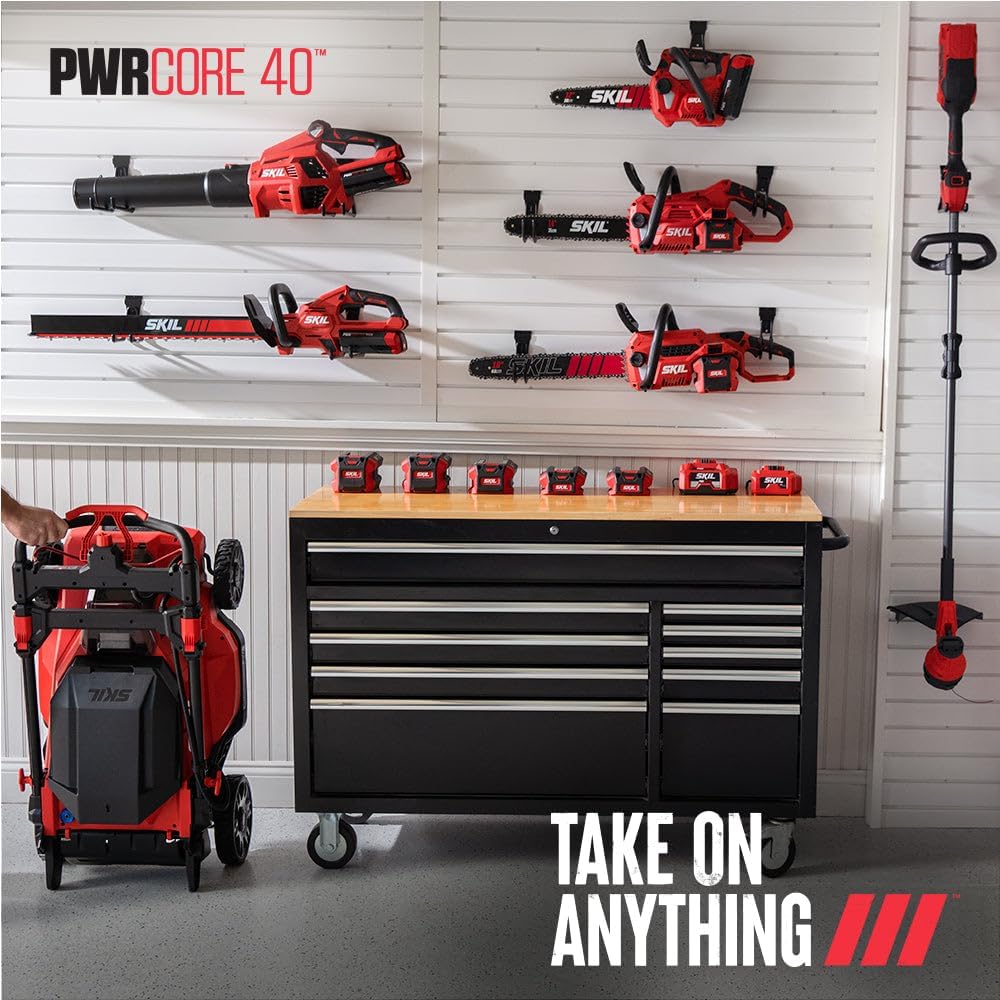 SKIL PWR CORE 40 Brushless 40V 20-Inch Self-Propelled Mower Kit with Smart Caddy, Includes 6.0Ah & 4.0Ah Batteries and 150W Charger - SM2010C-24