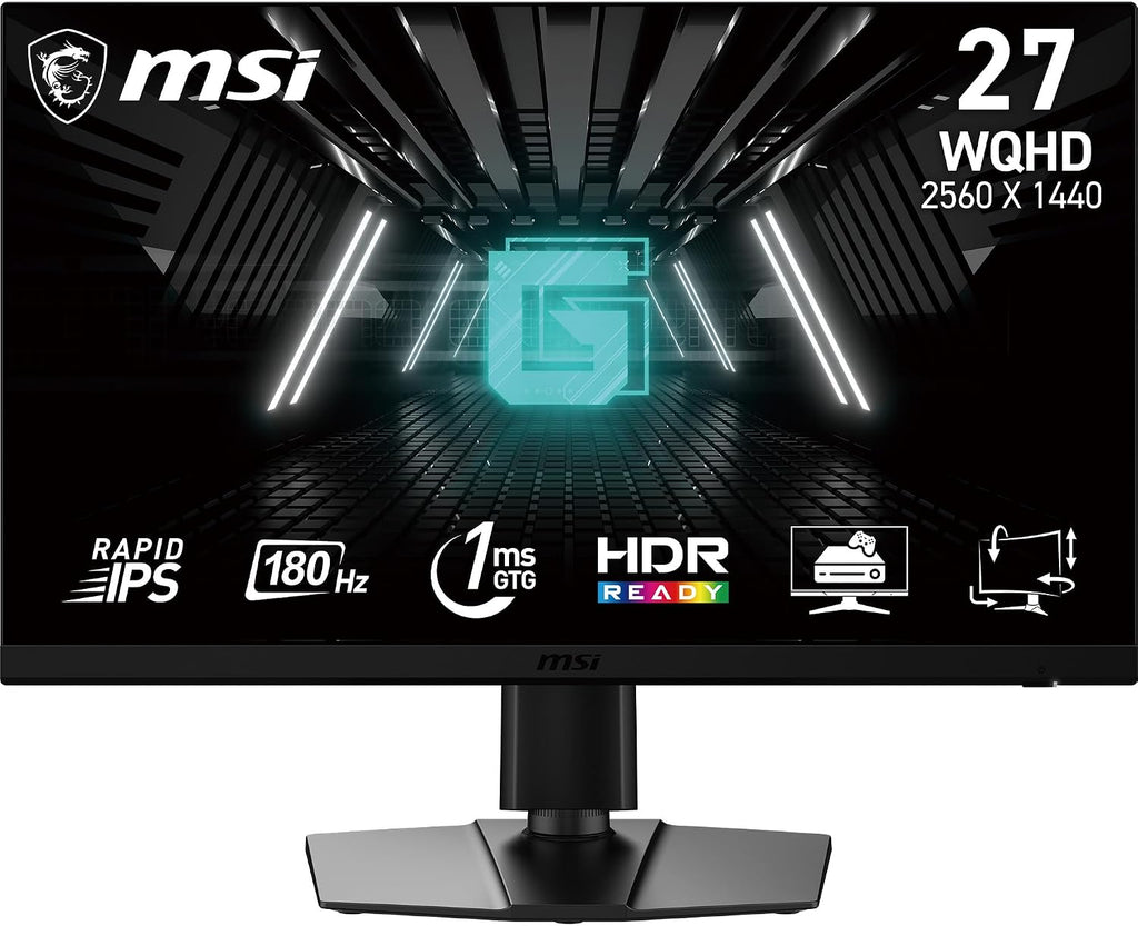 msi G272QPF E2 27-inch 2560 x 1440 (QHD) Computer Monitor, 180Hz, Adaptive Sync, HDMI, DisplayPort, VESA Mountable, Tilt, Height Adjustable, Speaker, 1ms, Black