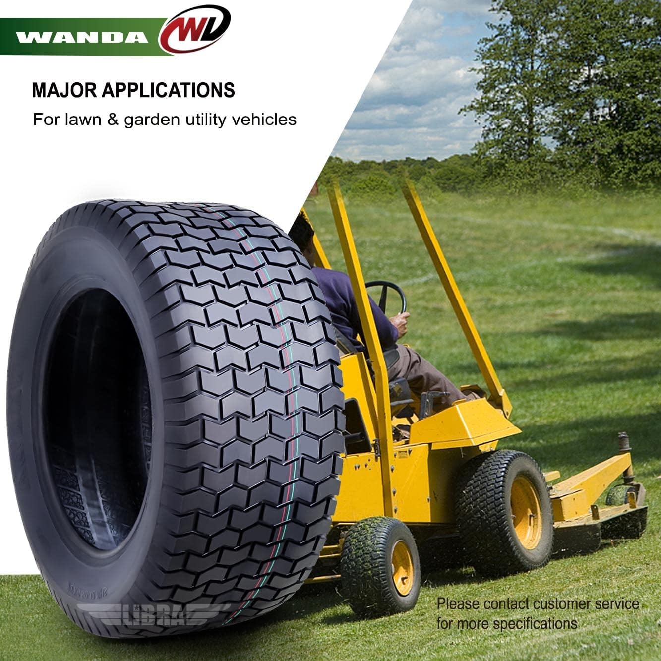 WANDA 22X9.5-12 Lawn Mower Tractor Cart Turf Tires 4 Ply 22x9.5x12 -Set 2-13135