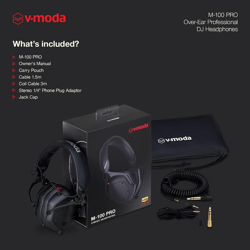 V-Moda M-100 PRO | Professional Over-Ear DJ Headphones | Built for Pro DJs & Beat-Driven Music | Superior Sound Isolation | One-Ear Listening | Long-Lasting Comfort | Durable Travel-Friendly Design