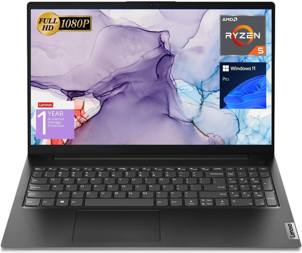 Lenovo V15 Laptop, 15.6' FHD Display, AMD Ryzen 5 5500U Hexa-core Processor (Beat Intel i7-1065G7), 16GB RAM, 512GB SSD, HDMI, RJ45, Numeric Keypad, Wi-Fi, Windows 11 Pro, Black