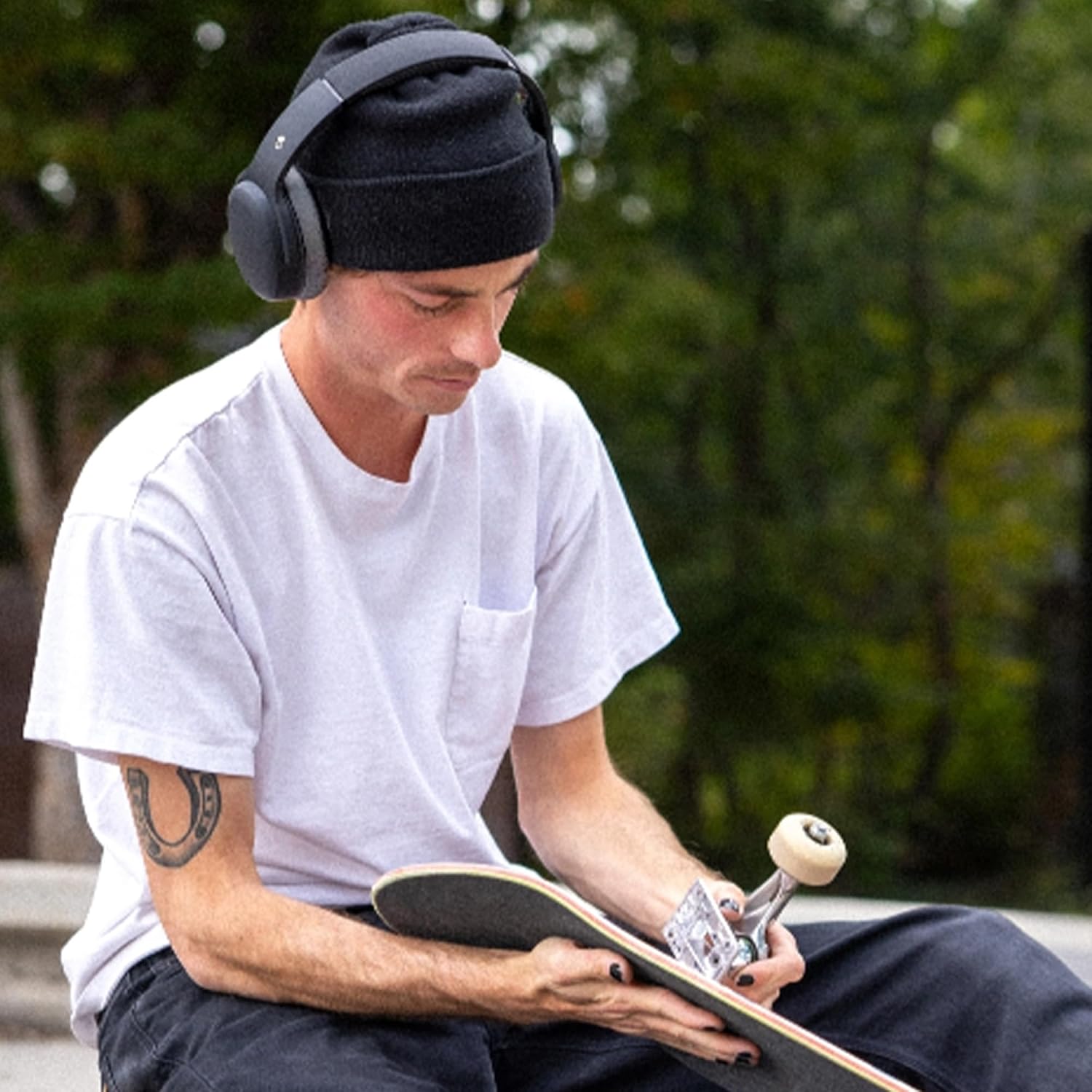 Skullcandy Crusher ANC 2 Wireless Over-Ear Bluetooth Headphones with Multi-Sensory Bass, Active Noise Cancelling, Up to 60 Hours Battery, Microphone for iPhone Android - Black/Asphalt