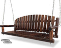 5FT Rustic Log Wooden Porch Swing, Heavy-Duty 900 LBS, Outdoor Hanging Bench for Patio, Garden, Yard – Solid Fir Wood, Handcrafted, Weather-Resistant Finish (Rustic, 5-feet)
