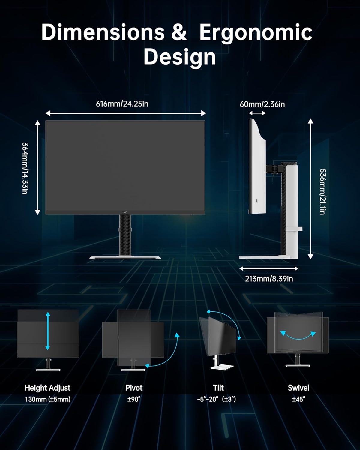 KTC 27 Inch Gaming Monitor 4K, Dual Mode UHD 160Hz & FHD 320Hz, PD 90W Type-C, HDR 400, Fast IPS, 125% sRGB, Adaptive Sync, HDMI 2.1&DP 1.4, Eye Care, Tilt/Swivel/Pivot/Height Adjustment, VESA, H27P6