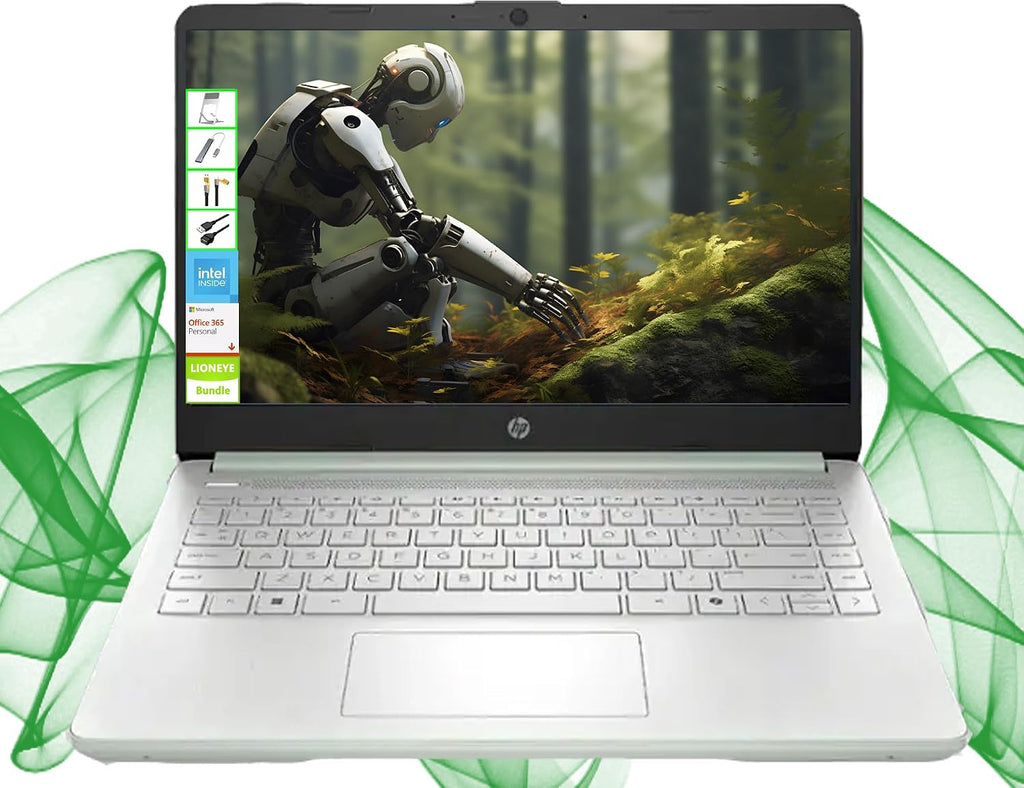 HP Laptop with Microsoft Office and 1TB Cloud Storage (1-Year) | 14 inch HD Computer | 16GB RAM | 128GB UFS | Intel 4-Core CPU(Beat i3-10110U) | Webcam | USB-C | Windows 11 Home in S Mode | LE Bundle