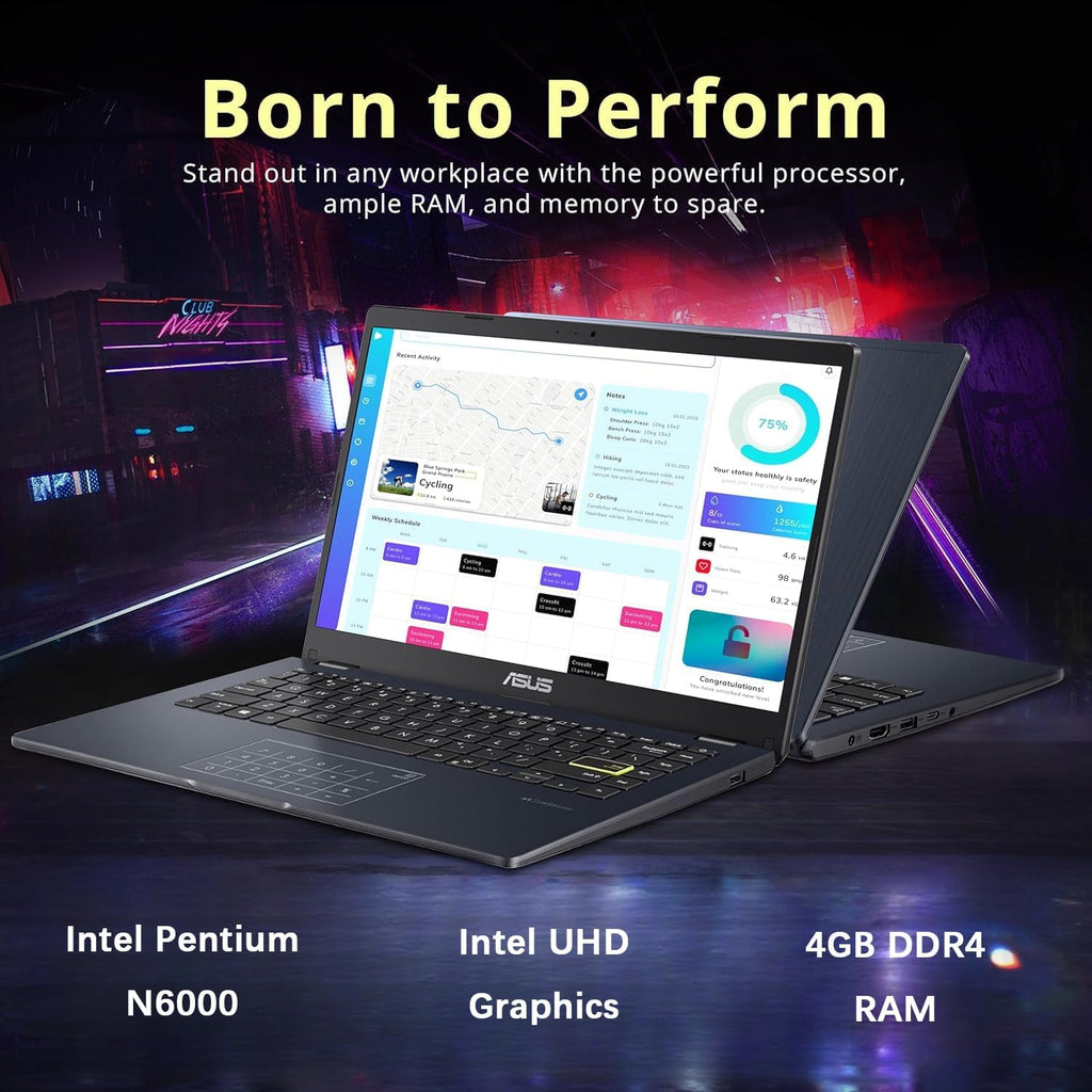 ASUS Vivobook go 14' FHD Laptop, Intel Pentium N6000 (Up to 3.30GHz), 4GB RAM, 64GB eMMC, Thin & Light, NumberPad, Webcam, HDMI, Wi-Fi, Win 11 Home in S Mode